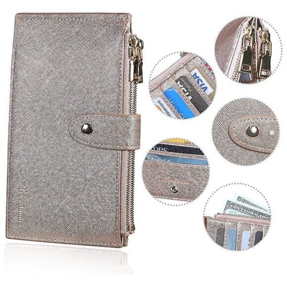 RFID Wallet Women Bifold Multi Card Wallet Case , Rose Gold - Picture 4 of 9